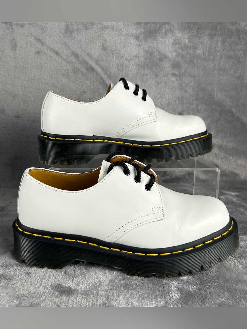 Doc Dr. Martens Womens 6 26654 Smooth White Leather Oxford Platform Shoes Punk